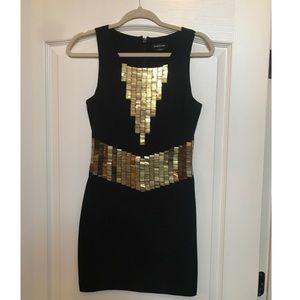 Bebe Black and Gold Bodycon Dress